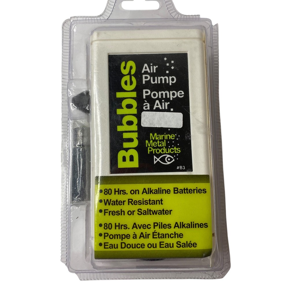 Marine Metal Products Bubbles B-3 Portable Air Pump Battery Aerator Fresh‎ Salt